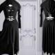 slashed dress Morticia Addams black gothic