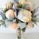 Roses and lavender bouquet brides or bridesmaid flowers - boho wedding - artificial bouquet - silk bouquet - boho bouquet - wedding flowers