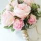 Wedding bouquet pink roses - bridal bouquet - boho garden wedding - artificial bouquet - blush silk flowers - boho bouquet - wedding flowers