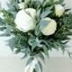 Wedding bouquet white and cream roses - bridal bouquet - boho wedding - artificial bouquet - willow bouquet - boho bouquet - wedding flowers