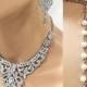 Silver Rose gold Bridal jewelry set, Wedding necklace, Wedding jewelry set, crystal Bridal necklace earrings, bridesmaid jewelry set