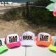 Neon CUSTOM Bachelorette Hats / FLORAL background with Custom Saying Trucker Hat / Bridal Party / Bridesmaids Maid of Honor / Pool
