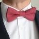 Fuchsia Pink Linen Bow Tie- Pre tied Adjustable Men's Bowtie - Magenta, Dark Red, Purplish Red, Bold, Raspberry Bowtie