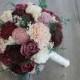 Wine, Sangria, Blush Pink, Antique Mauve, Dusty Purple, & Ivory Sola Wood Bouquet, Wine Sola Bouquet, Pink Sola Bouquet, Wood Flower Bouquet