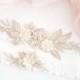Champagne Floral Lace Bridal Wedding Garter, Vintage Ivory Pearl Garter for Bride, Fairytale Wedding Garter