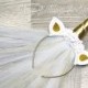 UNICORN BRIDE VEIL Headband w/ 18" Tulle Veil and Ear Headpiece, Bachelorette Party Favor, Adult Bride Flower Crown, Hen Bridal Costume