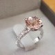 3 Carat Pink Morganite Engagement Ring 14k White Gold Diamonds Morganite Ring