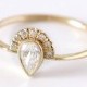 Pear Engagement Ring, Pear Cut Diamond Ring, Halo Engagement Ring, Diamond Crown Ring, Art Deco Inspired Ring, 0.3 Carat Engagement Ring