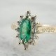 Cat's Eye Marquise Cut Green Emerald, Ladies Halo Ring XTMEK6-P