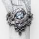 Blue Dragon Ring Set, Topaz + Moonstone Engagement Ring, Bridal Set, Fantasy Wedding Ring for Women, Mermaid, Nature Ring, 2 Rings Set