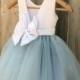 Dusty Blue Flower Girl Dress, Elegant Satin Tulle Flower Girl Dresses, Party Girl Dress, Baptism Girl Dress