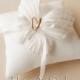 Wedding Ring Pillow Ivory Butterfly Ring Pillow Wedding Ring Bearer Pillow Satin Ring Pillow with Butterfly