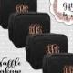 Set of 3, 4, 5, 6 Bridesmaid Makeup Bag, Black Bridesmaid Cosmetic Waffle Bridesmaid Bag, Monogrammed Bag, Personalized Bridal Party Gift
