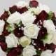 Artificial Wedding Flowers, Burgundy & Ivory Brides Bouquet Posy with Ranunculus