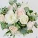 wedding bouquet, wedding flowers, boho bouquet, bridal bouquet, silk bouquet, eucalyptus, greenery, blush, ivory, pink, garden bouquet