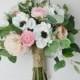 wedding bouquet, wedding flowers, bridal bouquet, pink, anemone, white, eucalyptus, wedding flower set, destination wedding, boho bouquet