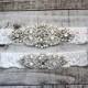 White Lace Wedding Garter Set, bridal garter set, vintage rhinestones, pearl and rhinestone garter set C01S-C02S