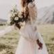 Starflower’ Stunning Chiffon & Lace Wedding Dress with Sweep Train