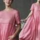 linen dress in pink, rouge dress, maxi dress, linen maxi dress with pockets, plus size dress, linen dress, linen kaftan 