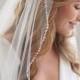 Beaded Wedding Veil, Rhinestone Bridal Veil, Ivory Veil, Elbow Length Veil, Fingertip Length Veil, Veil for Bride, Bridal Headpiece ~VB-5061