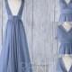 Bridesmaid Dress Steel Blue Chiffon Wedding Dress Convertible Top Maxi Dress Ruched V Neck Wrap Dress Backless Infinity Dress (H507)
