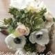 Blush Navy Succulent Brides Bouquet, Blush Wedding, Anemone, Blush Alternative Bouquet, Wedding Flowers, Blush Silk Bridal Wedding Bouquet