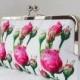 Wedding clutch bag, pink and white floral purse, mother of the bride gift