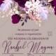 Dark marsala Rose wedding invitation card template burgundy peony ranunculus greenery PDF 5x7 in online editor