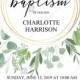 Gold Geometric Greenery Wreath Baptism Invitation Christening with Watercolor Eucalyptus PDF 5x7 in edit online