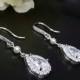 Swarovski Pearl Earrings, Crystal Teardrop Earrings, Nickel Free Ear Wires, Cubic Zirconia Bridal Earrings, Wedding Jewelry Bridesmaid Gift