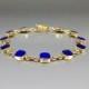 Fine and classic bracelet with Lapis Lazuli set in 18K gold - gift idea