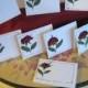 Place Cards, Name Cards, pressed flowers and leaves,  handmade, small tent cards or gift cards,  8 Real Roses On White Folded Card
