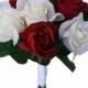Red & Ivory Silk Garden Rose Stems- artificial wedding bouquets - fake wedding flowers (small)