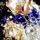 Royal Blue Brooch Jeweled Bouquet with Matching Royal Blue Flip Flops