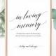 In Loving Memory Sign Template, Forever in Our Hearts, Wedding Memorial Sign, Printable In Loving Memory Sign, PDF Instant Download, MM07-1B