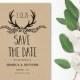 Rustic Save the Date Template, Printable Save the Date Card, Kraft Save the Date Card, DIY Save the Date Card, Floral Antler, VW19
