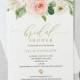 Bridal Shower Invitation Template, TRY BEFORE You BUY, Instant Download, 100% Editable Invite, Blush and Gold Floral Invitation Printable