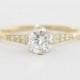 Diamond engagement ring handmade in yellow gold with Moissanite/White sapphire antique inspired