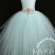 Aqua Lace Flower Girl Dress / Bridesmaid Corset Dress / Prom Dress / Formal Dress / Princess Dress / Simple Wedding Dress / Girls Dresses