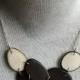 Tagua Nut Brown White Flat Chunky Statement Abstract Necklace OOAK