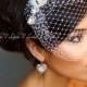 Leslie Li Katarina Style Crystal Bridal Birdcage Veil with Crystal Chandelier Brooch 27-30843