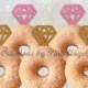 Set of 12 Diamond Toppers Pink and Gold, Bridal Shower Toppers, Sparkly Diamond Donut Toppers, Doughnut Diamond Toppers, Cupcake Toppers