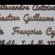 Names in exotic wood, table names, room decoration for wedding and reception signs... (Fred font)