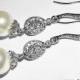 Pearl Bridal Chandelier Earrings, Ivory Pearl Silver Earrings, Swarovski Pearl Wedding Earrings, Pearl Bridal Jewelry, Bridesmaids Earrings
