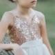 Flower girl dress,rose gold dress,blush sequin dress,junior bridesmaid,beach wedding dress,ivory girls dress,sequin dress, traditional,tulle