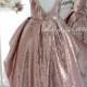 Rose Gold sequin Girl dress with train tutu dress girls dress for baby dress with sparkling tutu dress toddler tulle size 6 9 12 18 24 month