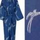Kimono Dressing Gown - Cotton Kimono Bathrobe for Women - 100% Organic Cotton - Blue Cotton Robe - Women's Bathrobe - Kimono Robe Yukata