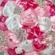 6" Pink Brooch Bouquet, Rose Brooch Bouquet, Wedding Bouquet, Pink Bridal Bouquet, Flower Girl Bouquet
