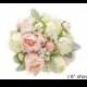 Real Touch White Blush Pink Peonies Babys Breath Lambs Leaf Bridal Bouquet Bridesmaids Bouquets Prom Bouquet Wedding Flowers