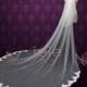 Long Cathedral Length Lace Wedding Veil with Blusher 